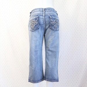 suka jeans rhinestone cross distressed capri jeans y2k mcbling